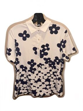 Cute Cotton Floral Print Polo Shirt